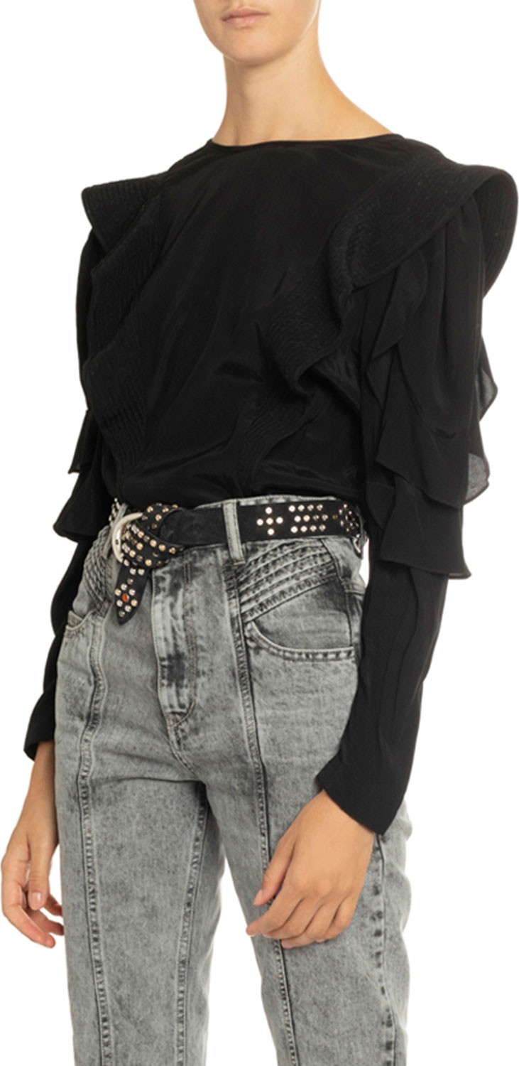 Isabel Marant Etoile Constance Ruffle Long-Sleeve Top