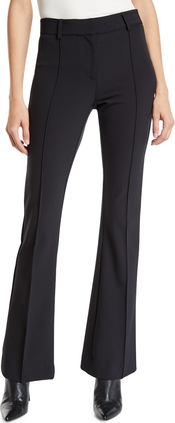 Veronica Beard Hibiscus Pintuck Boot-Cut Pants