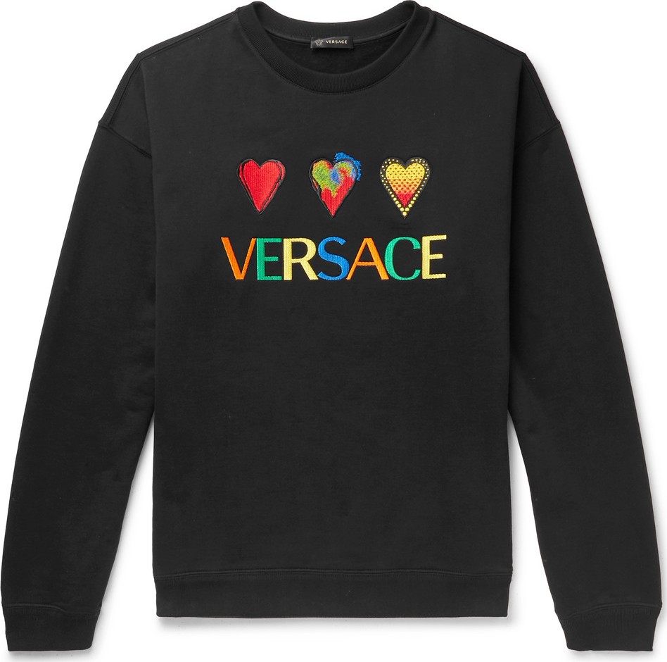 Versace Logo-Embroidered Fleece-Back Cotton-Jersey Sweatshirt