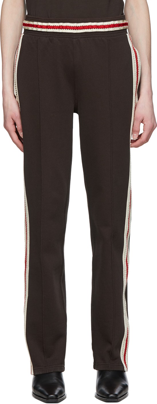 Wales Bonner Brown Crochet Stripe Palms Track Pants