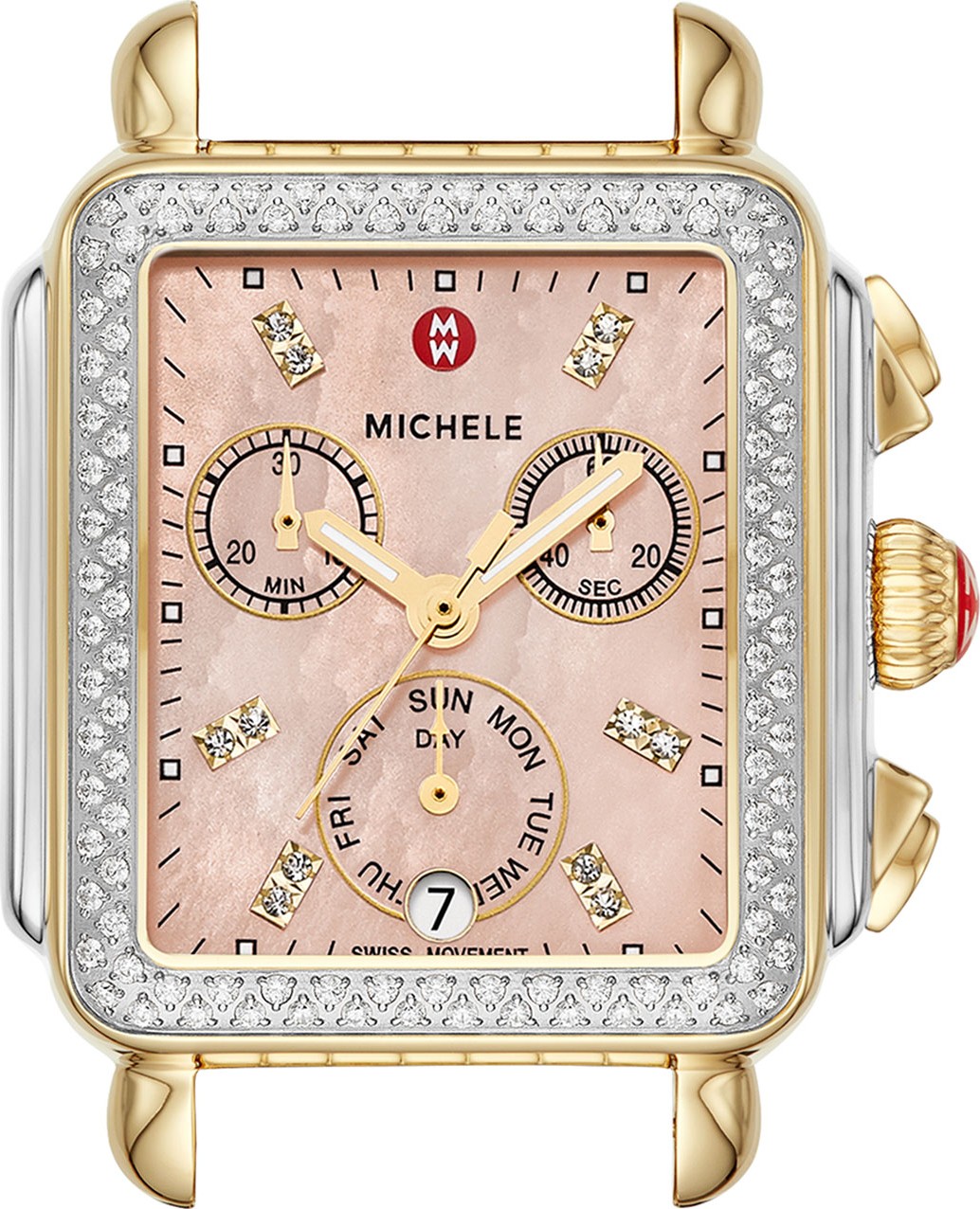 MICHELE Signature Deco Two-Tone Diamond Watch Head, Gold/Steel