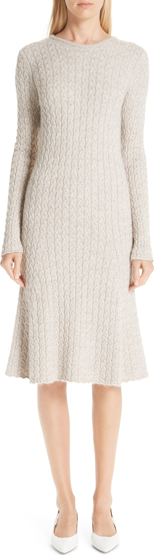 Mansur Gavriel Alpaca & Silk Cable Knit Sweater Dress
