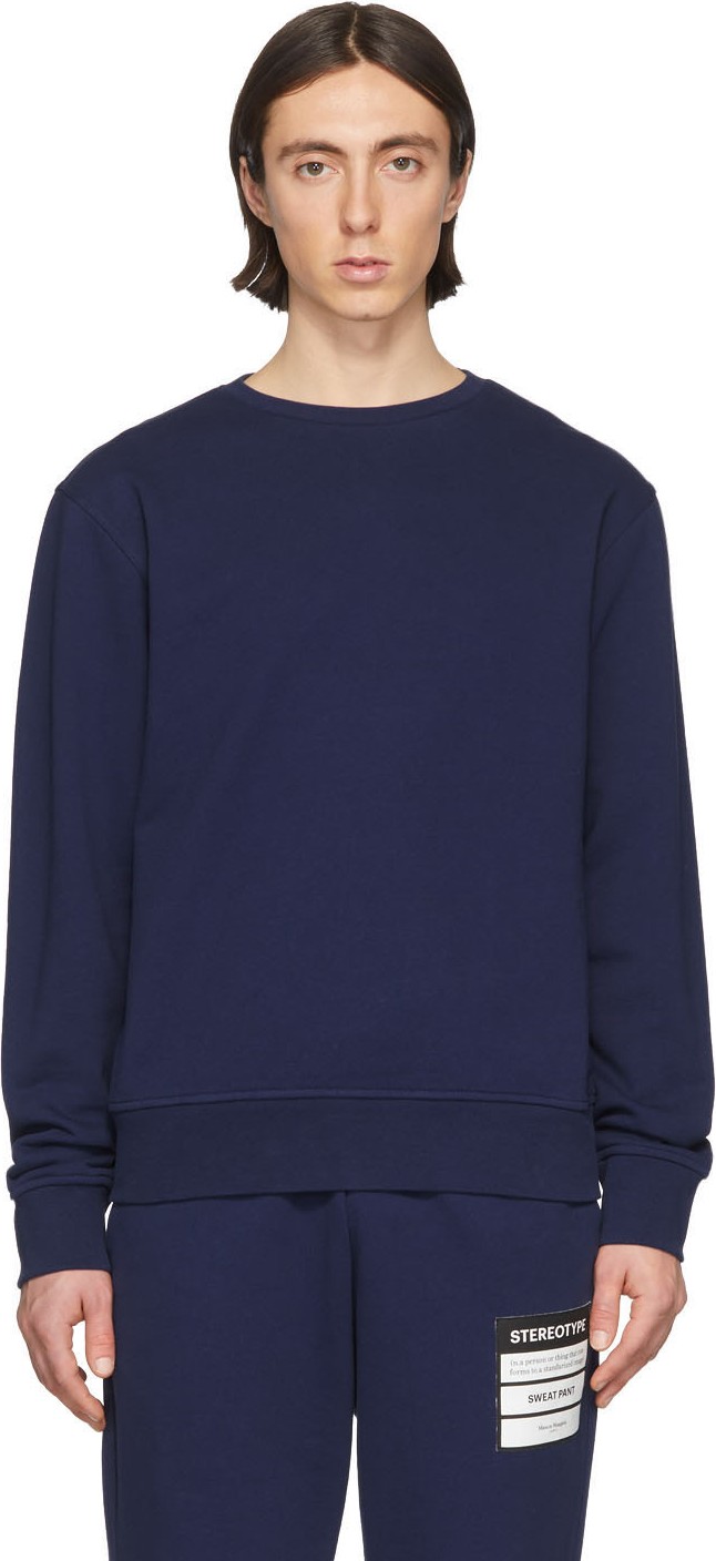 Maison Margiela Navy Elbow Patch Sweatshirt