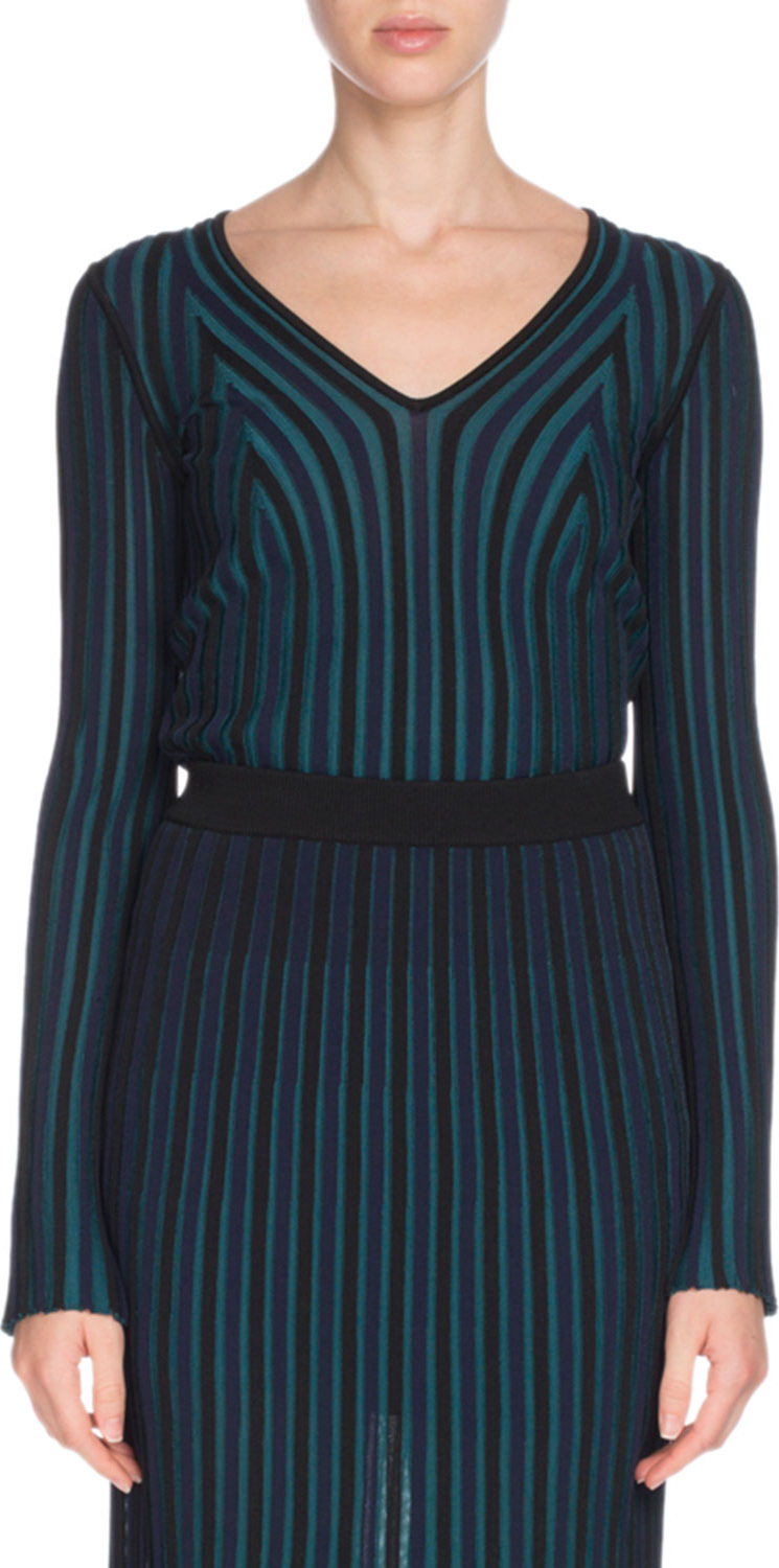 KENZO Fitted Long-Sleeve V-Neck Sweater