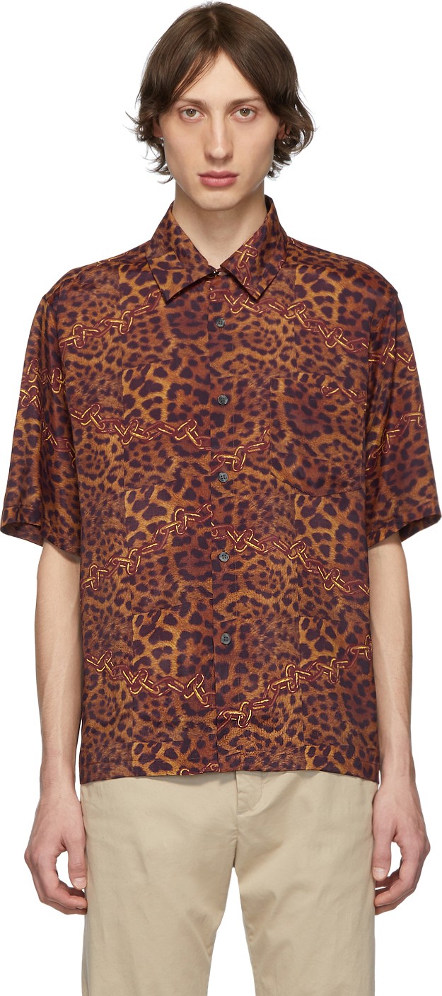 Aries Orange Leopard Chains Hawaiian Shirt