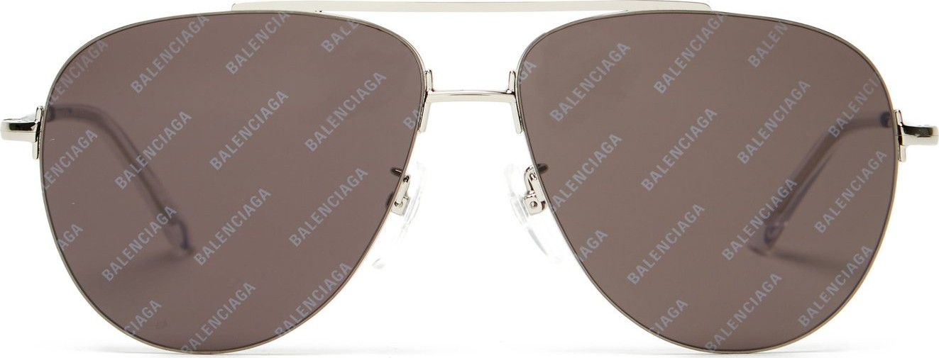 Balenciaga Logomania aviator-frame metal sunglasses