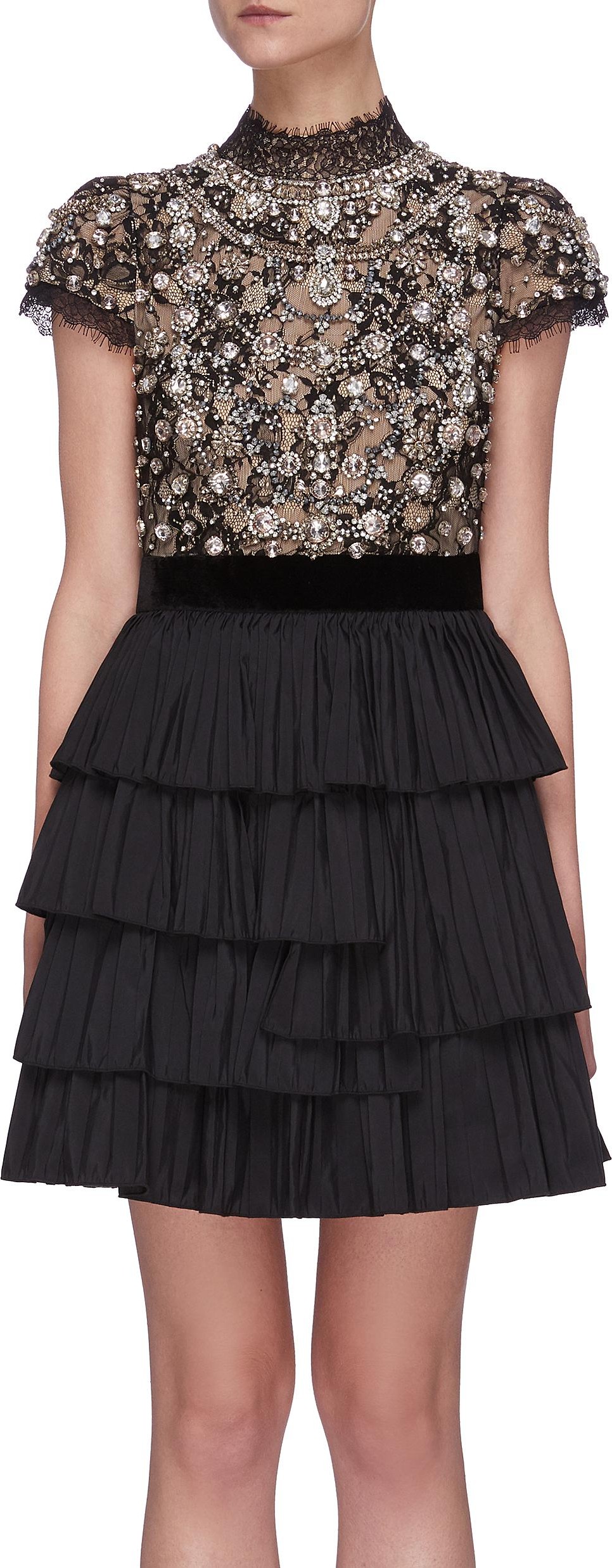 Alice + Olivia 'Dorian' Crystal Embellished Tier Dress