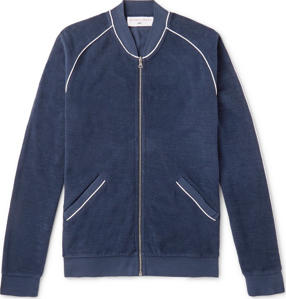 Orlebar Brown + 007 A View To Kill Cotton-Terry Zip-Up Bomber Jacket