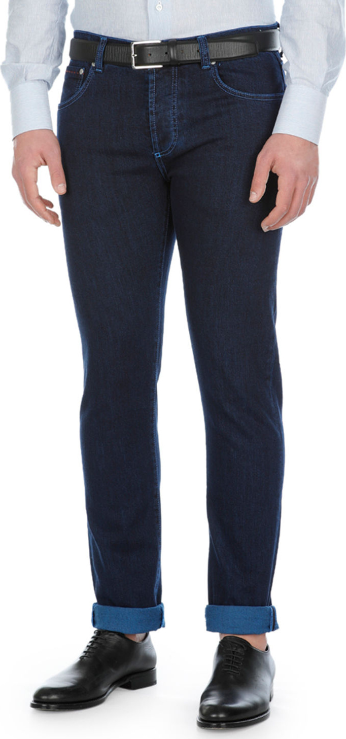 Isaia Saturated-Wash Slim-Leg Jeans