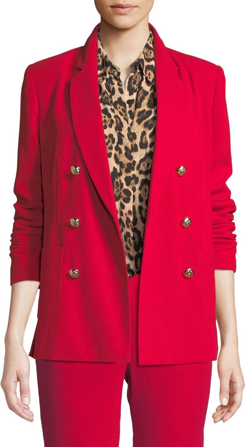 Marled by Reunited Double-Breasted Tailored Blazer with Elbow Slits