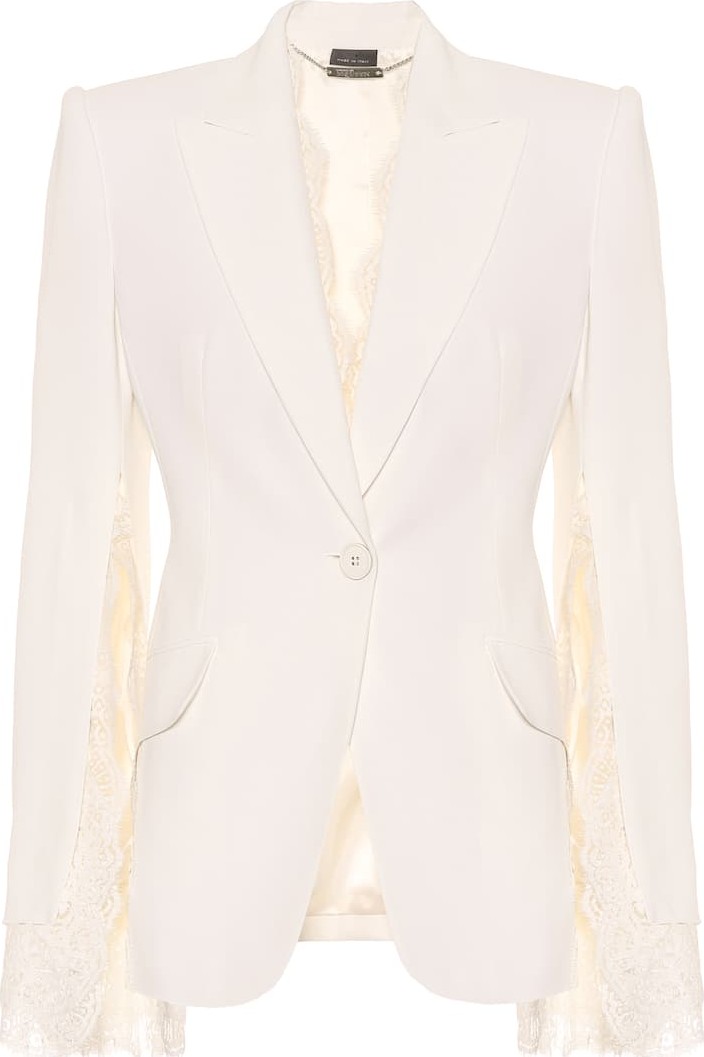 Alexander McQueen Lace-trimmed crêpe jacket