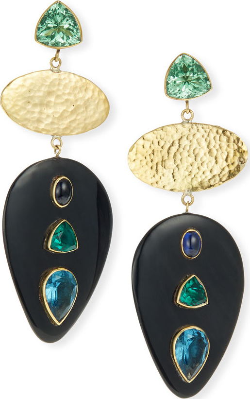 Ashley Pittman Dark Horn 3-Tier Drop Earrings