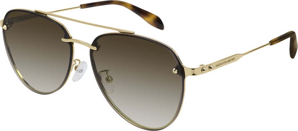 Alexander McQueen Metal Aviator Sunglasses w/ Cone Stud Details