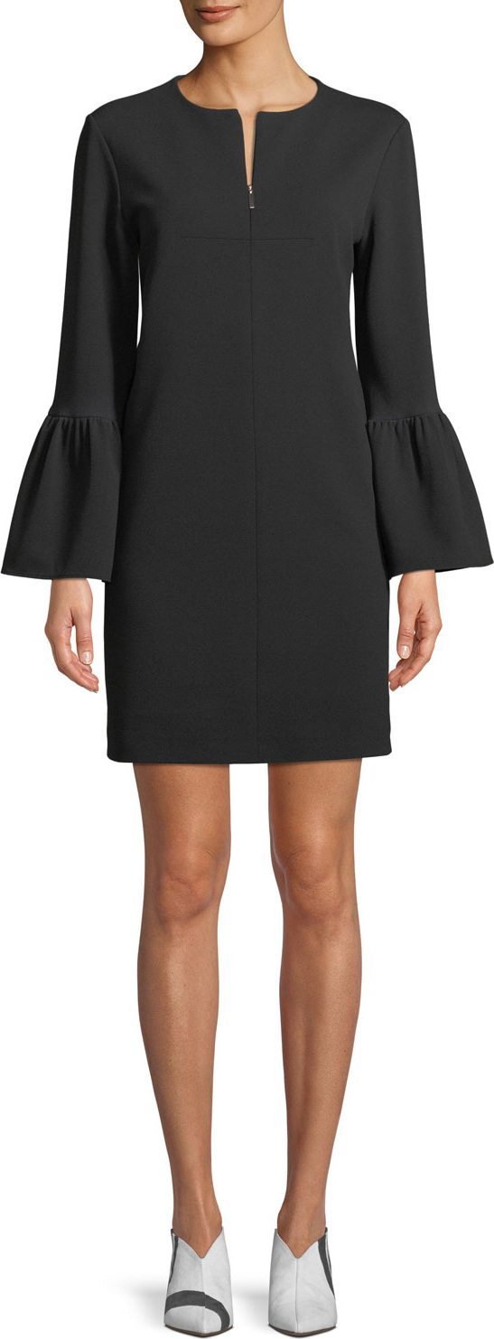 Tibi Structured Crepe Bell-Sleeve Mini Dress