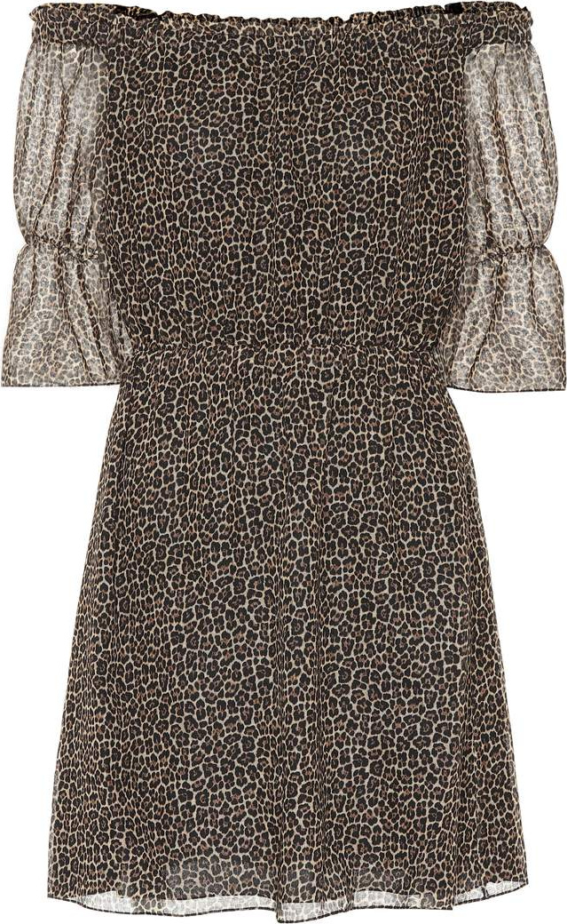 Saint Laurent Leopard virgin wool minidress