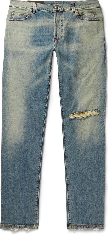 Balmain Tapered Distressed Denim Jeans