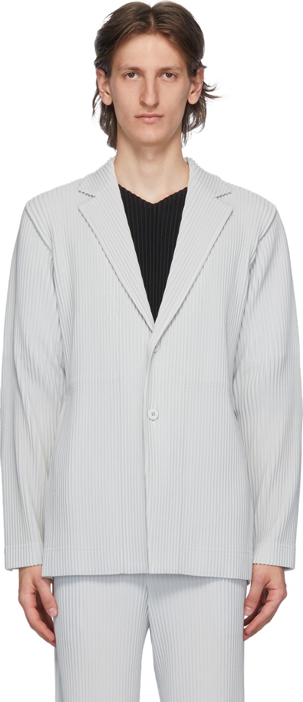 Homme Plissé Issey Miyake Grey Tailored Pleats 2 Blazer