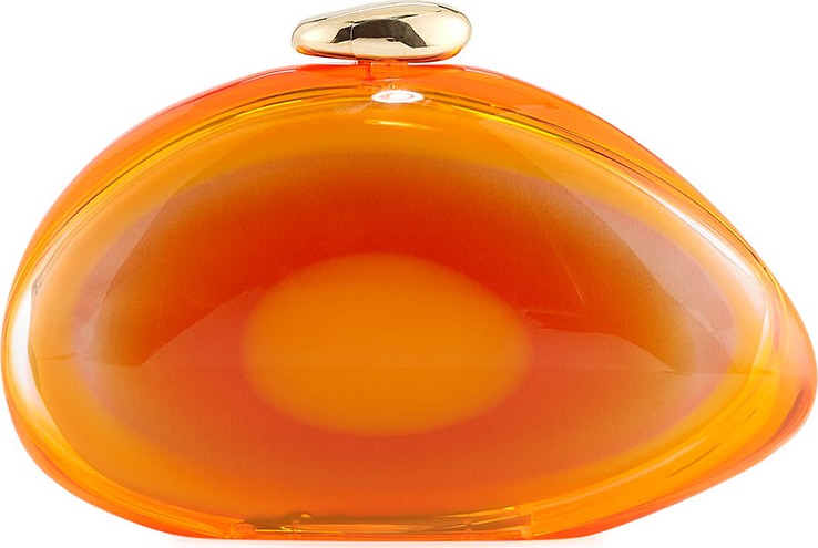 Benedetta Bruzziches Ariel Smooth Minaudiere Clutch Bag  Bright Orange
