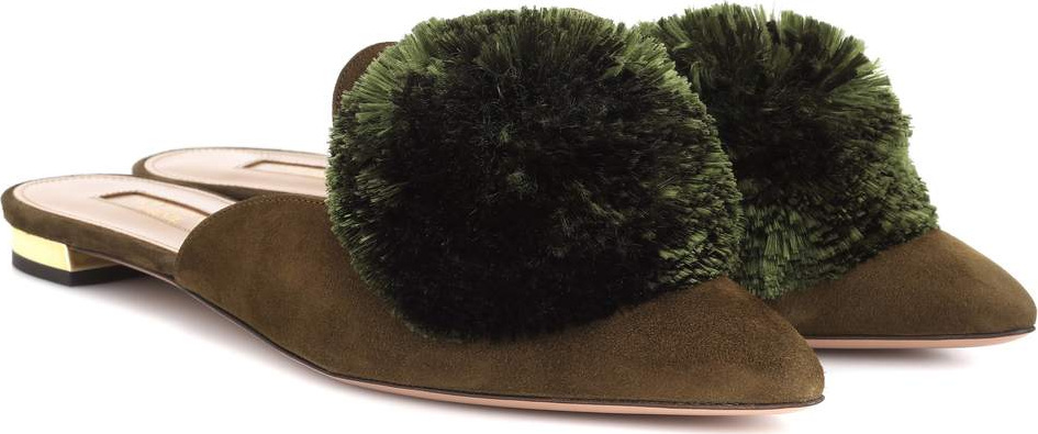 Aquazzura Powder Puff suede slippers