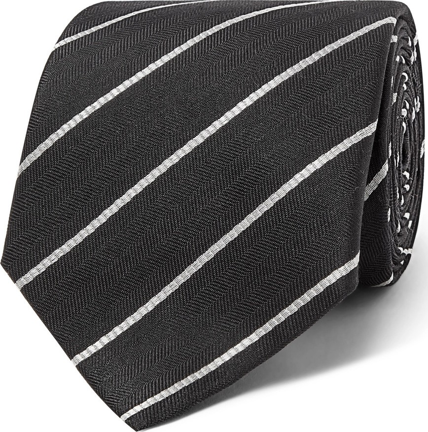 THE ROW 7.5cm Alain Striped Herringbone Silk Tie