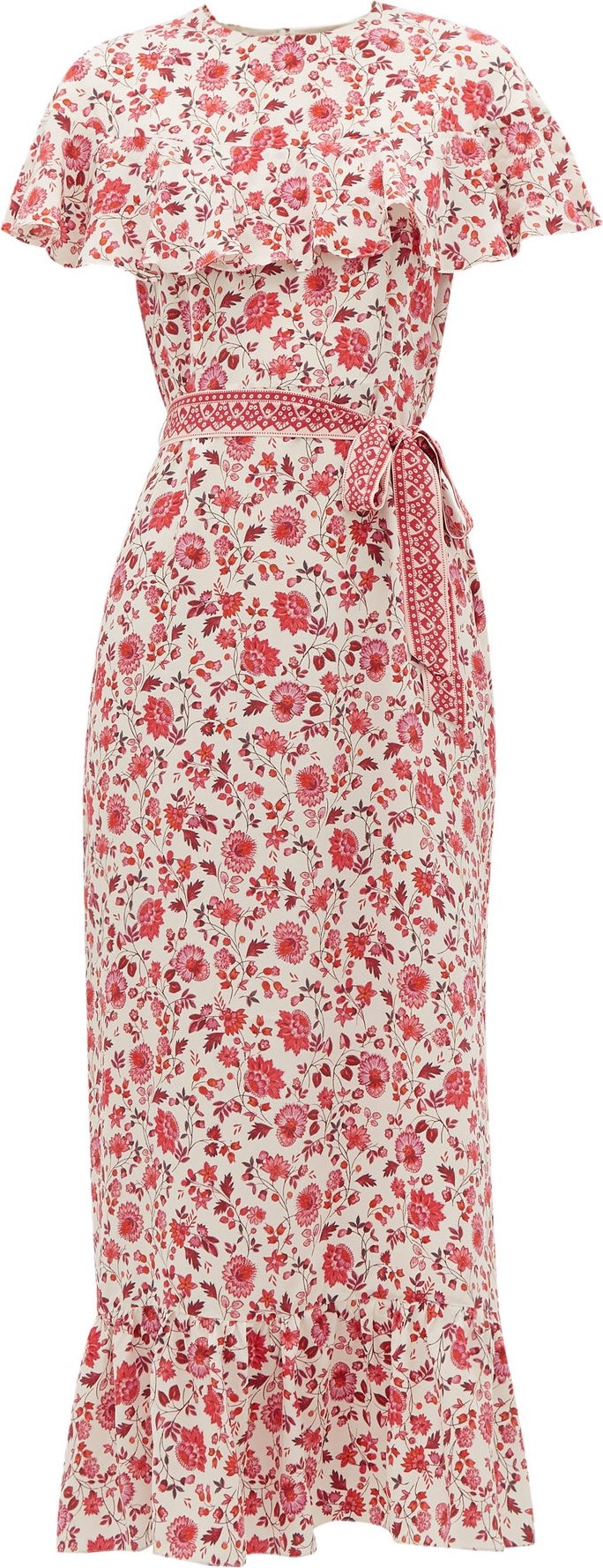 Beulah Peony Teaberry Sailee floral-print silk dress