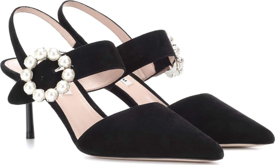 Miu Miu Embellished suede pumps