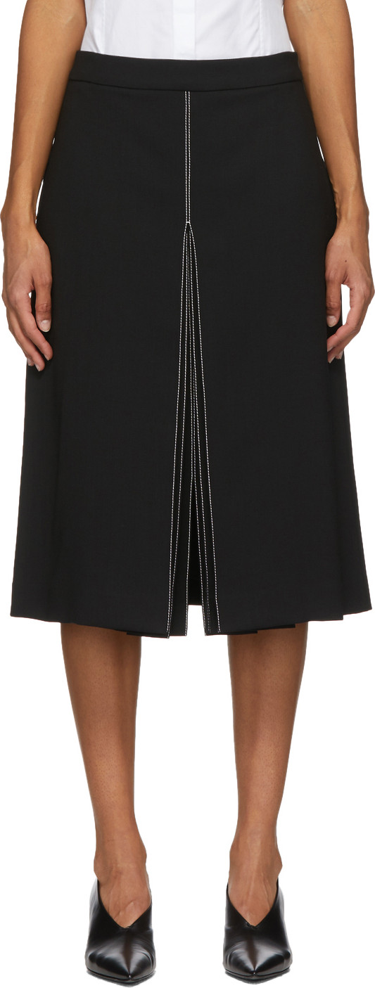 Partow - Black Wool Bay Mid-Length Skirt