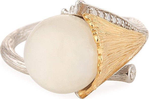 Michael Aram Butterfly Ginkgo Moonstone & Diamond Ring