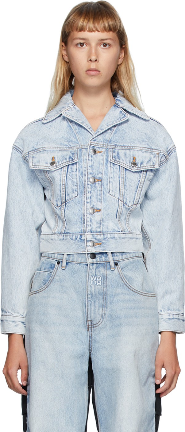 Alexander Wang Blue Denim Lapel Collar Jacket