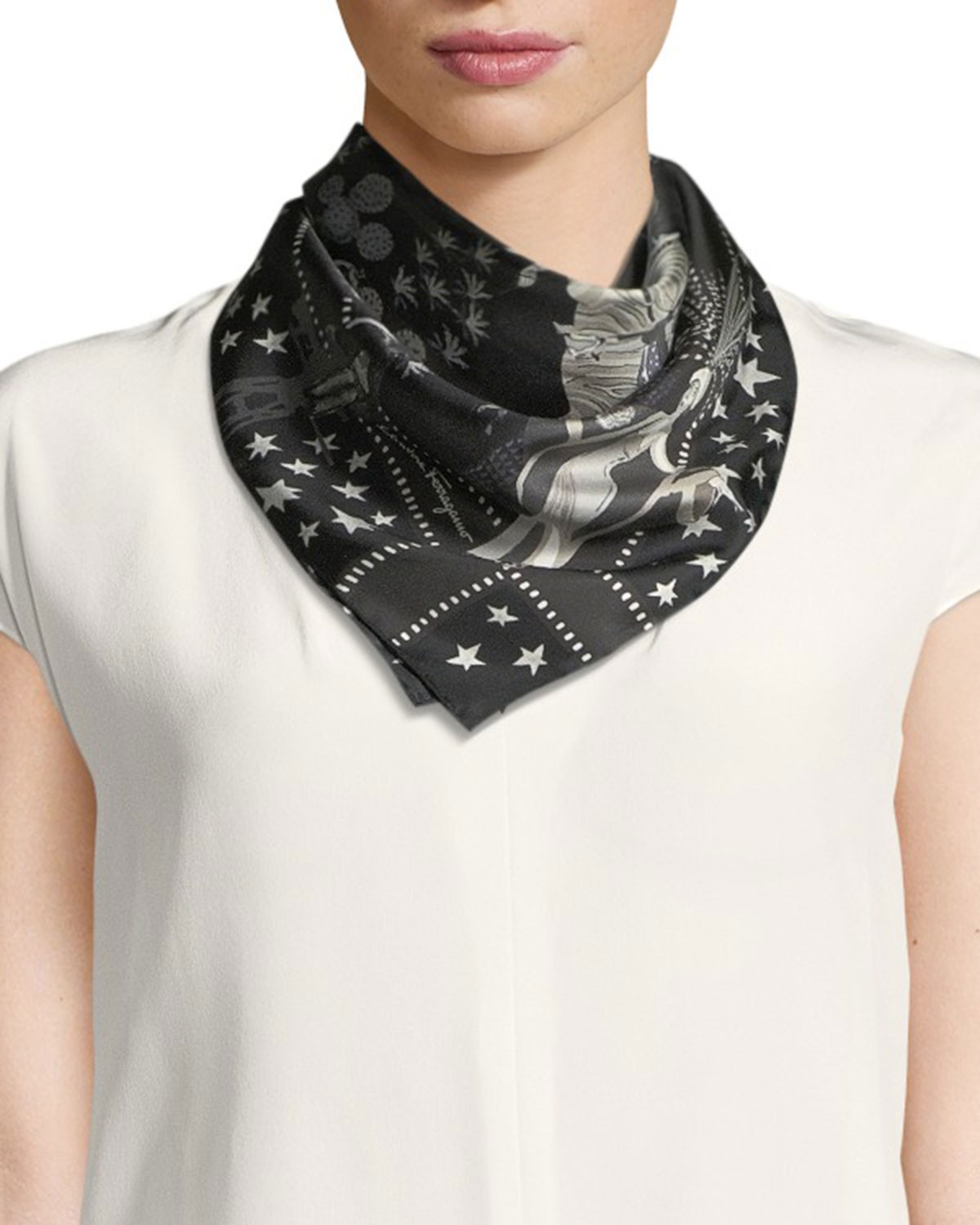 Salvatore Ferragamo Hollywood Square Silk Scarf