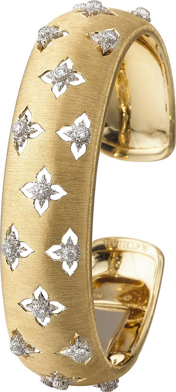 Buccellati Macri Giglio 18k Yellow Gold Diamond Cuff, 1.5cm
