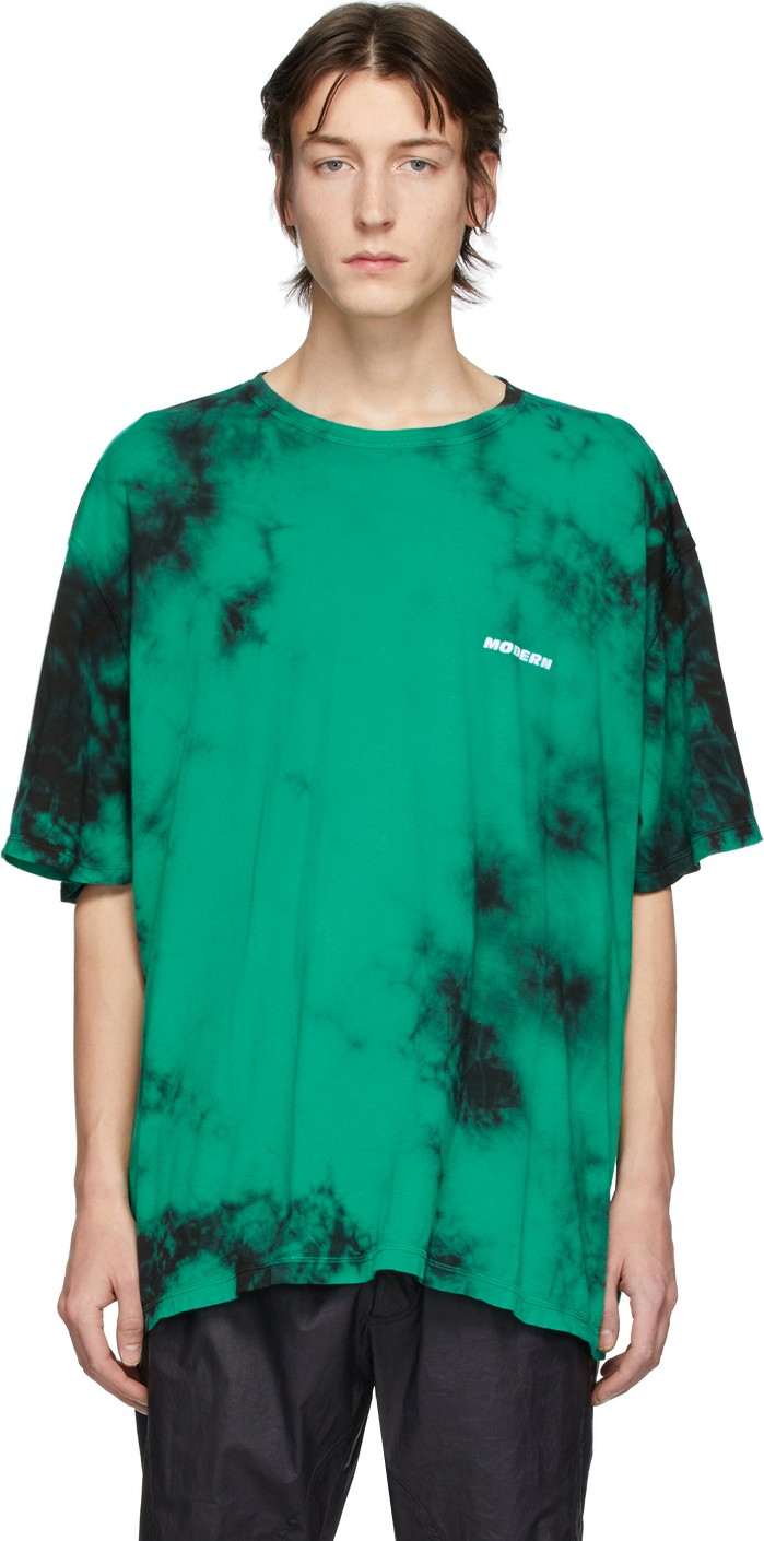 Off White Green & Black Tie-Dye T-Shirt