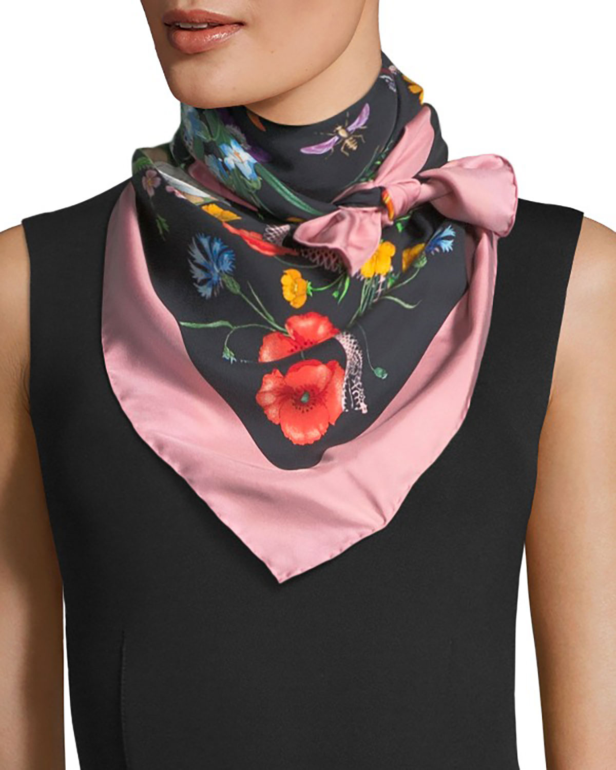Gucci Floral-Print Silk Scarf