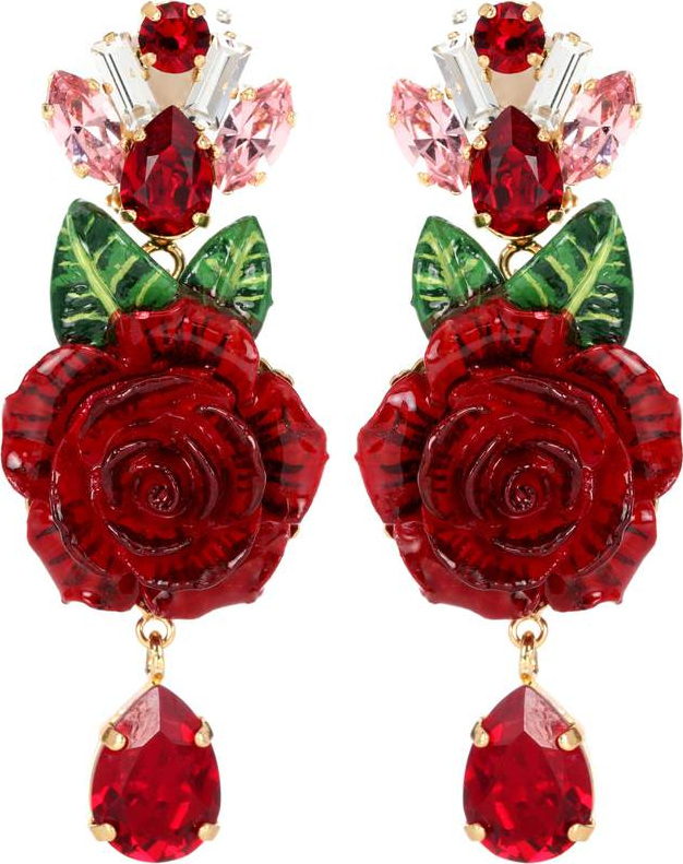 Dolce & Gabbana Crystal and resin floral earrings