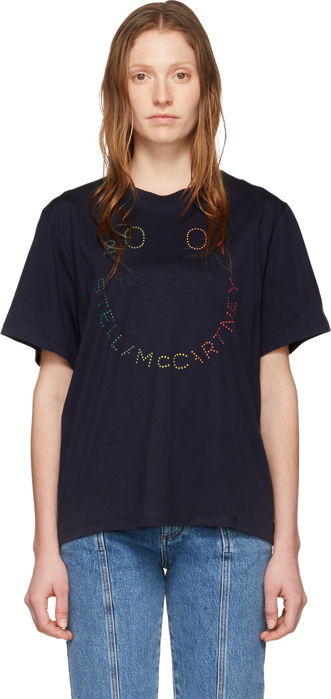Stella McCartney Navy Happy Logo T-Shirt