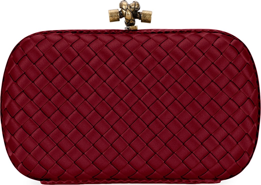 Bottega Veneta Woven Satin Chain Knot Clutch Bag