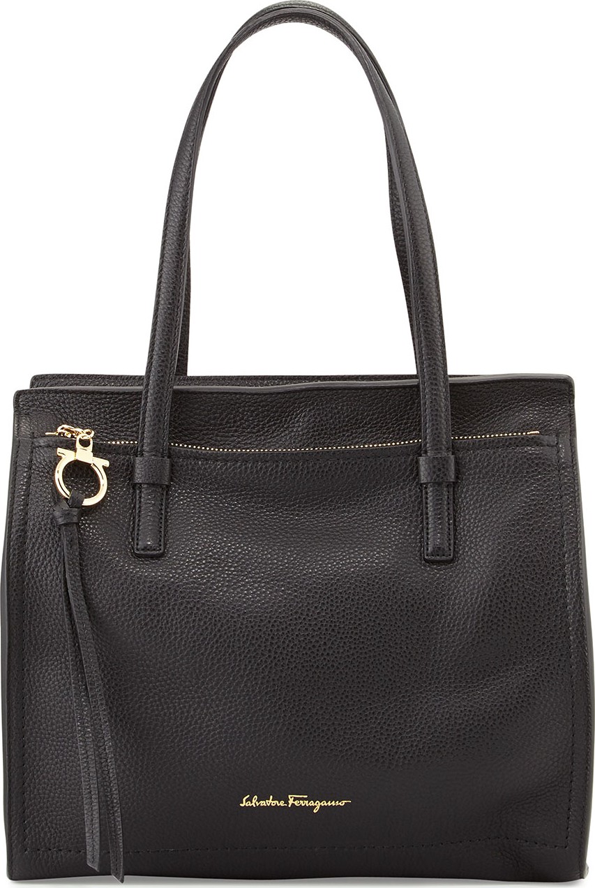 Salvatore Ferragamo Medium Leather Tote Bag, Nero