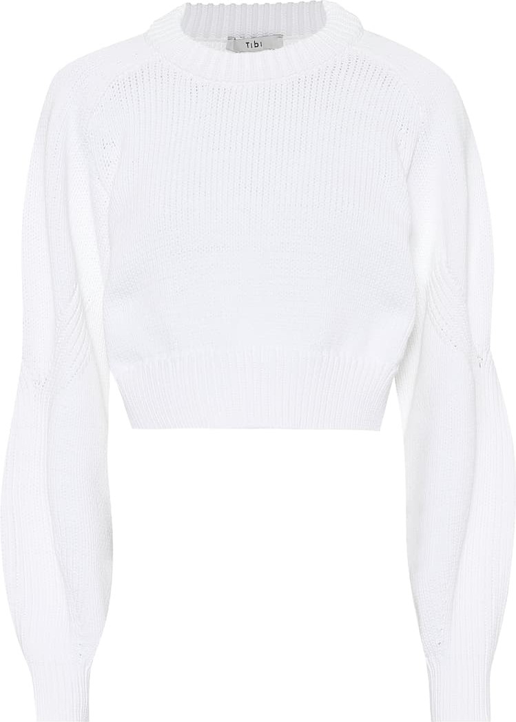 Tibi Open-back cotton-blend sweater