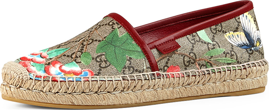 Gucci Tian GG Supreme Espadrille, Beige/Ebony