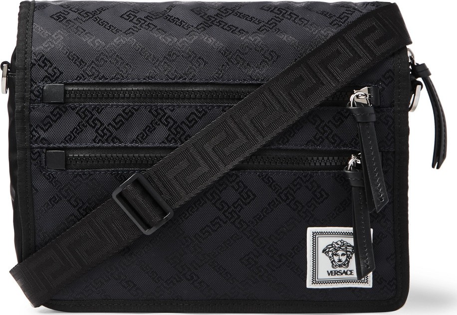 Versace Leather-Trimmed Printed Nylon Messenger Bag