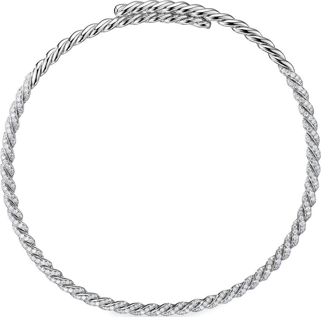 David Yurman Pave Flex 18k White Gold Diamond Necklace