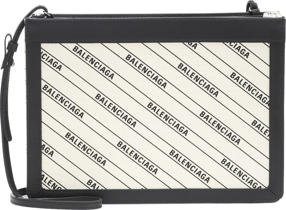 Balenciaga Logo cotton and leather shoulder bag