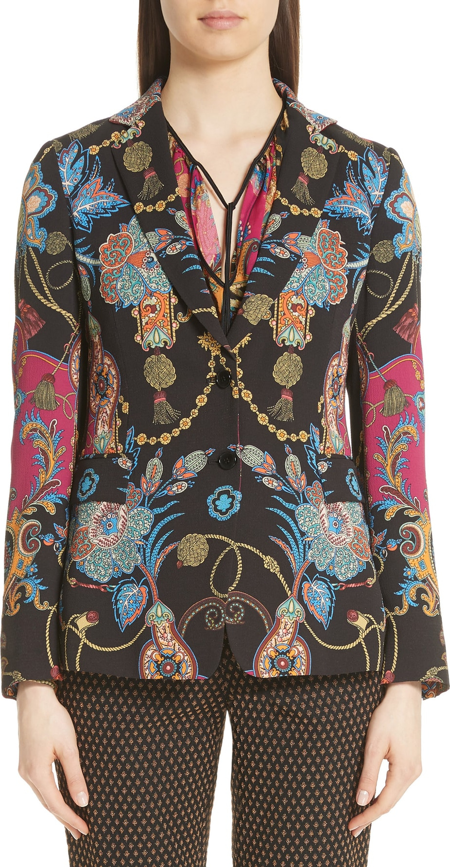 Etro Tassel & Paisley Print Blazer