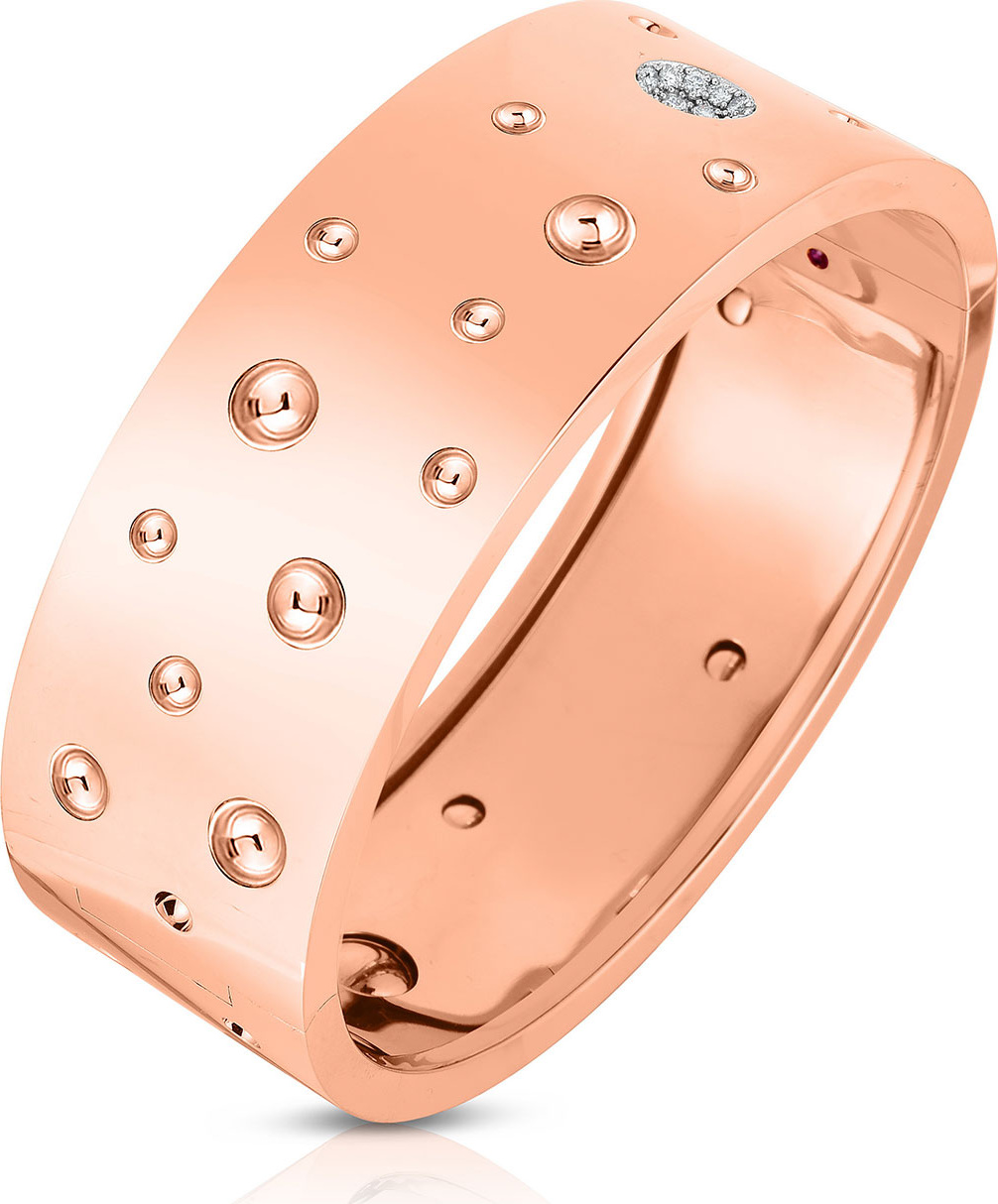 Roberto Coin Pois Moi Luna 18k Rose Gold Diamond Wide Bangle