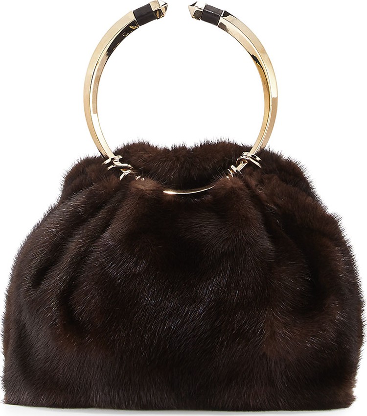 Valentino Bebop Loop Mink Fur Top-Handle Bag