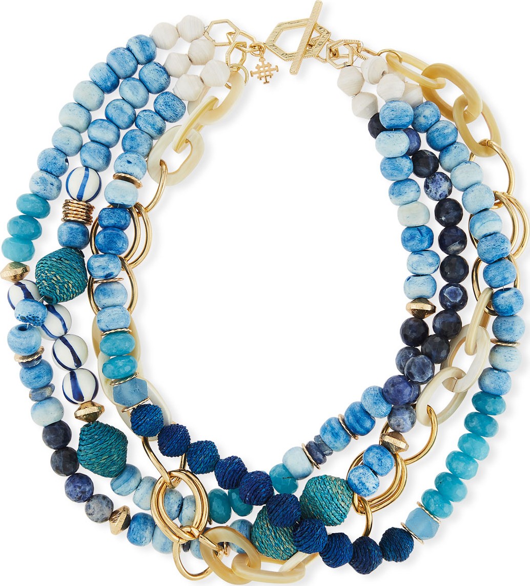 Akola Twisted Multi-Strand Necklace, Blue, 22"