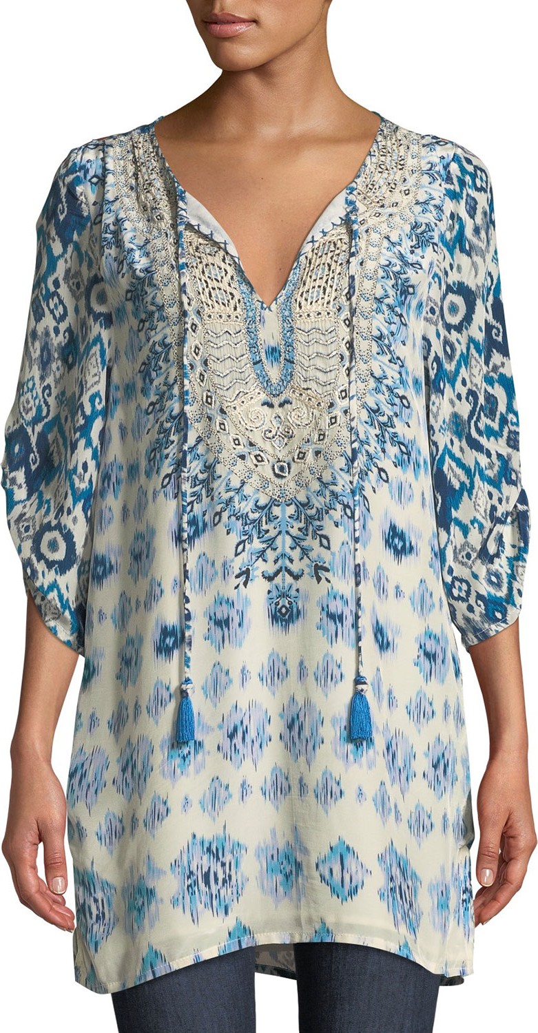 Tolani Ingrid Long Easy Embroidered Cupro Tunic