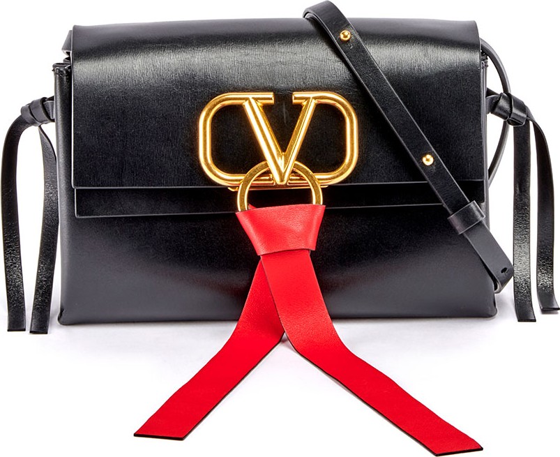 Valentino Vee Ring Leather Crossbody Bag