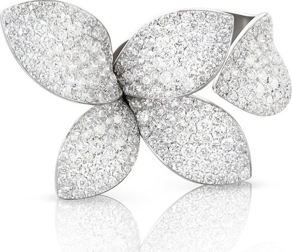 Pasquale Bruni Giardini Secreti 18K White Gold Diamond Petal Ring, Size 7