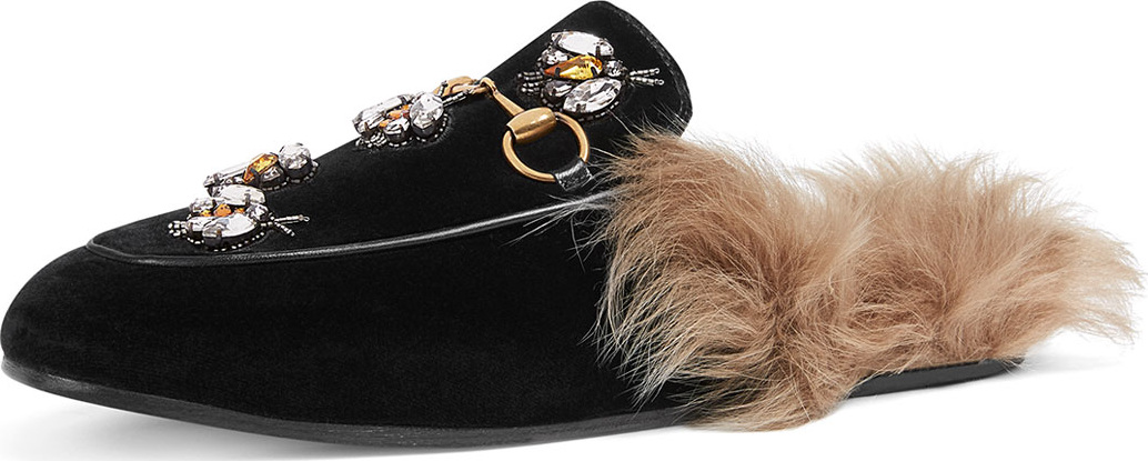 Gucci Princetown Velvet Slide Mule